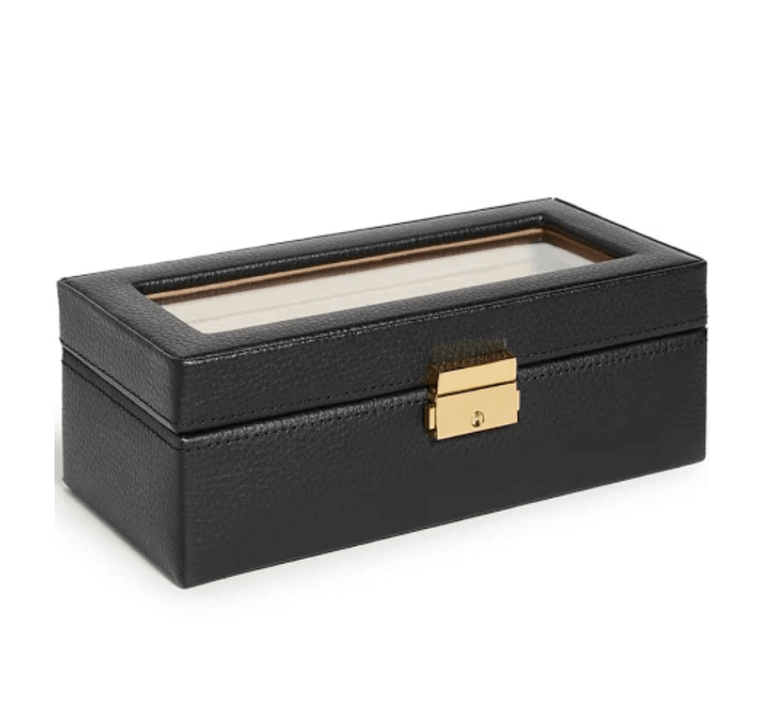 Genuine Leather 4 Watch Case Black One Size 