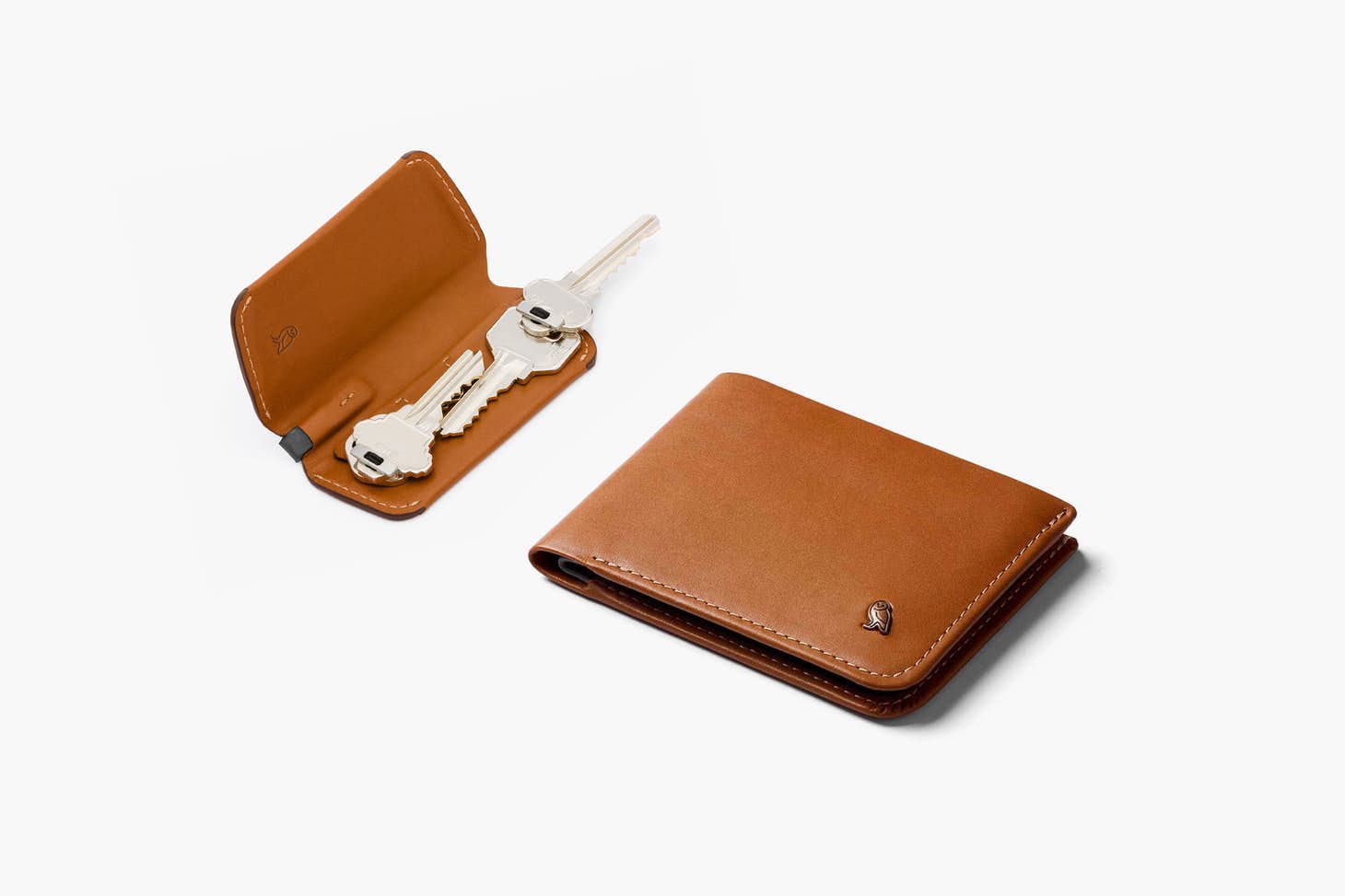 Bellroy Classic Set | Slim Leather Wallet & Key Cover Gift Set For Men | Caramel