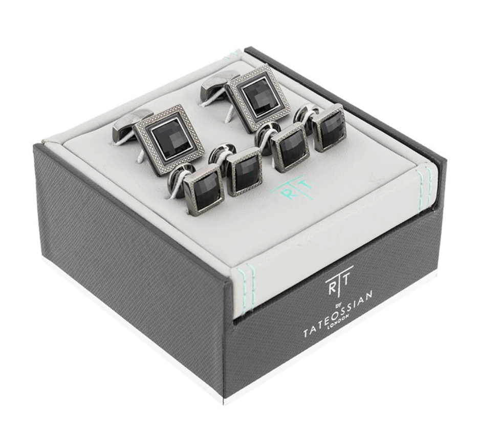 Tateossian - stone-centre cufflinks - men - metal - One Size - Silver