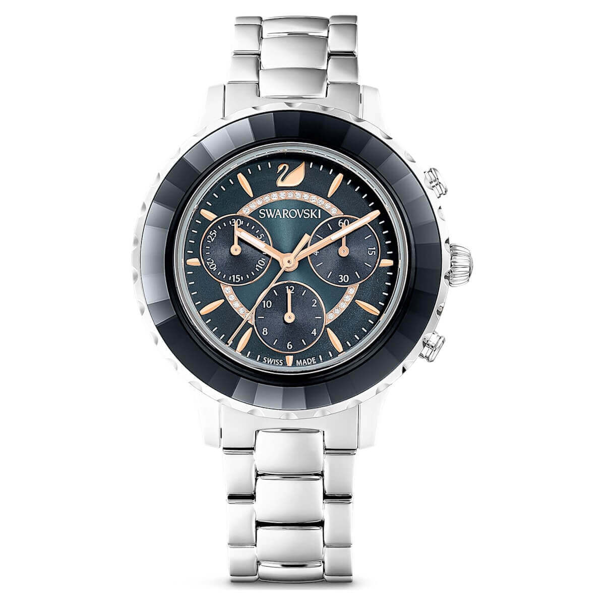 Octea Lux Chrono Watch, Metal bracelet, Dark gray, Stainless steel