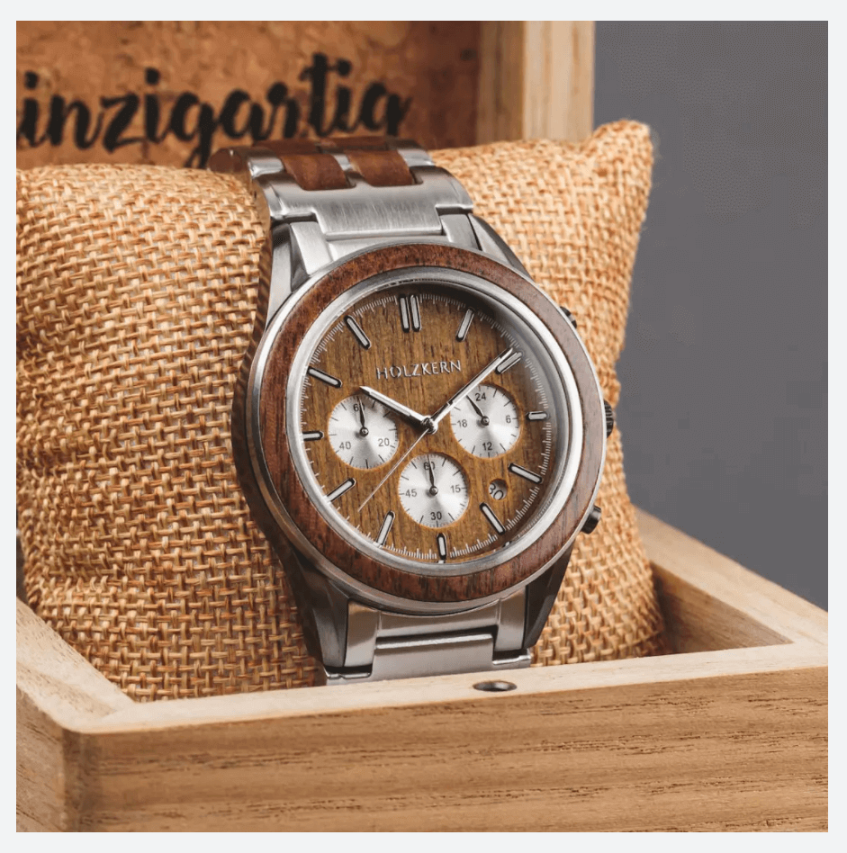Holzkern; Wood Watch Planetary (Walnut/Walnut), male, Natural wood