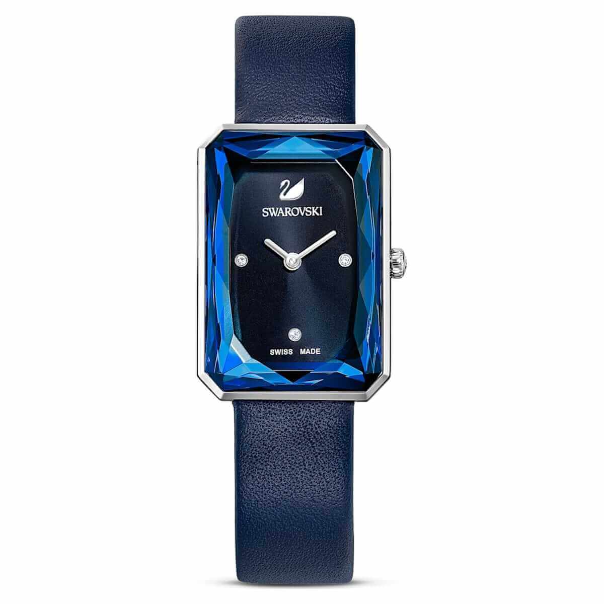 Uptown Watch, Leather strap, Blue, Stainless Steel