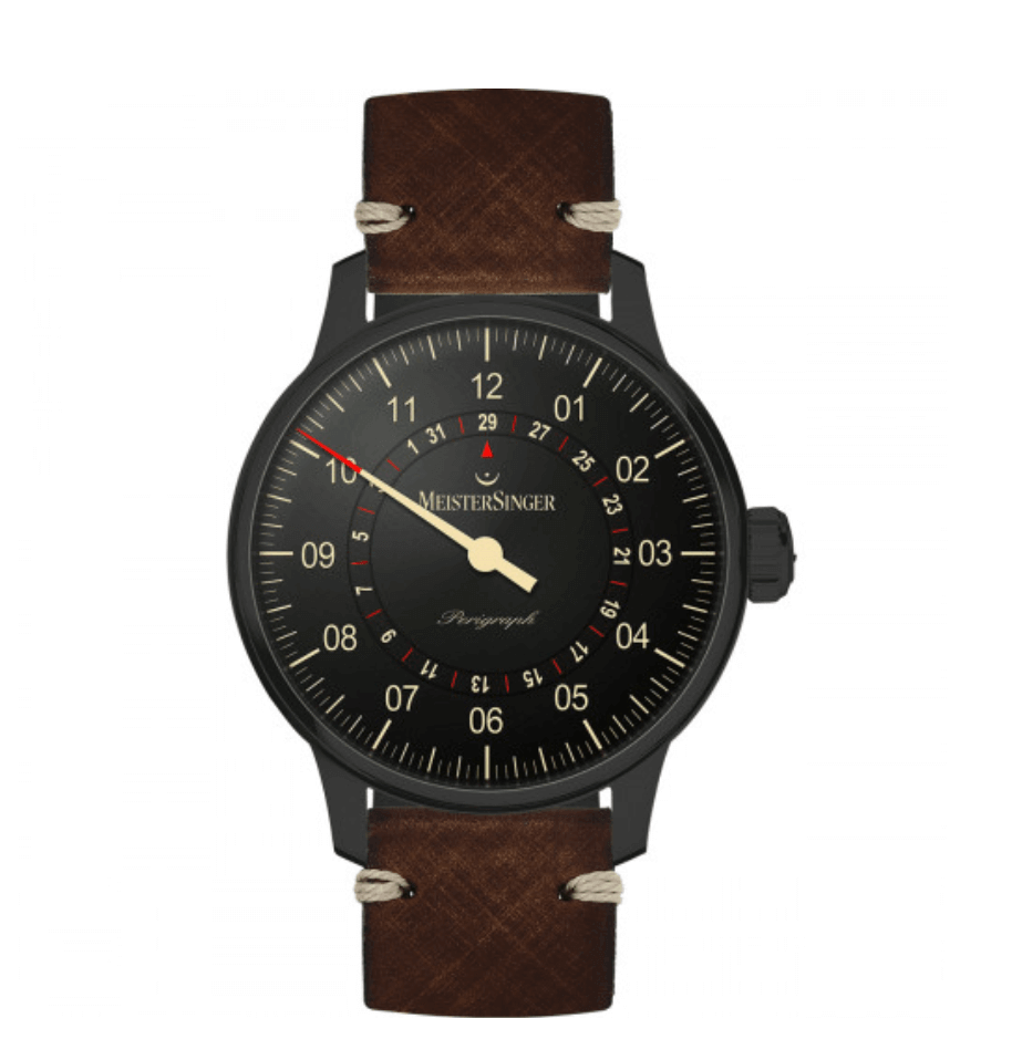 Meistersinger Perigraph Automatic Black Dial Leather Strap Men’s Watch AM1002BL