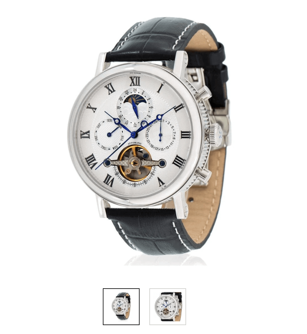 Louis Cottier - Leather Wristwatch Tradition for Men - Black and White