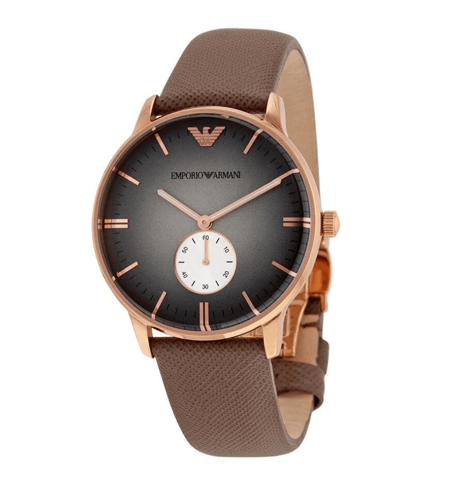 emporio armani rose gold tone gray embossed leather band watch-ar1723