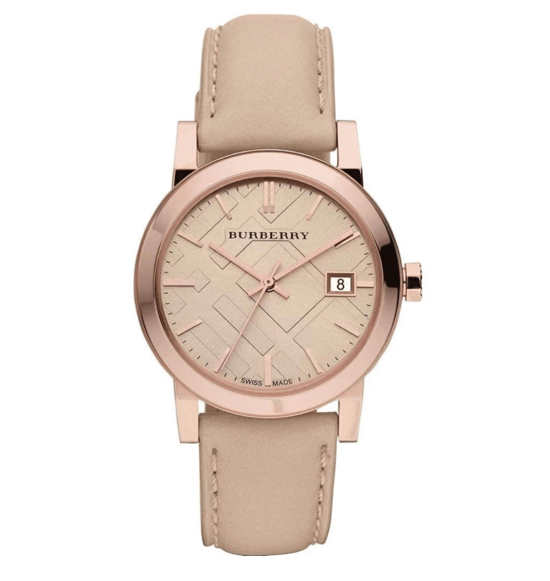 Burberry BU9014 The City Check Leather Strap Unisex Wrist