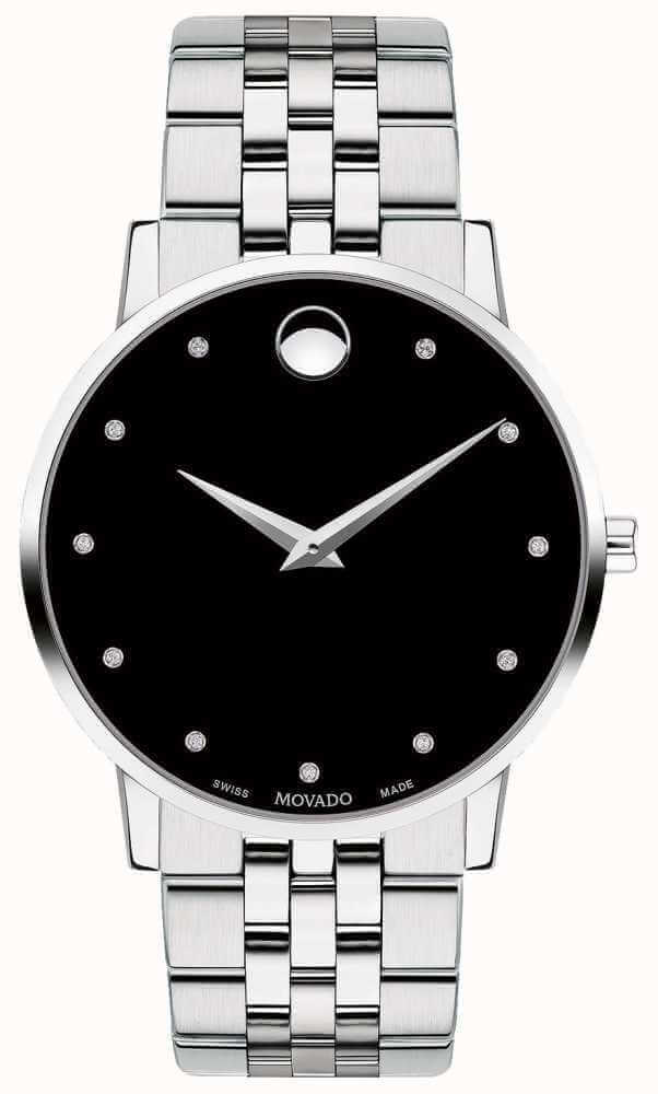 Movado Mens Museum Diamond Set Dial Stainless Steel Bracelet